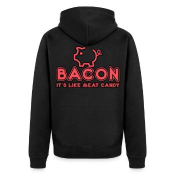 Bacon It's Like Meat Candy 3 - Unisex Premium Organic Zip Hoodie - black - Back - Nico (187cm)