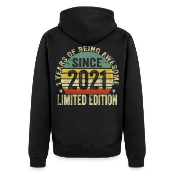 Cadeau en édition limitée 2021 pour votre 1er anniversaire - Veste à capuche bio Premium Unisexe - noir - Dos - Nico (187cm)