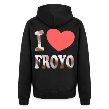 I Love Froyo - Unisex Premium Organic Zip Hoodie - black - Back - Nico (187cm)