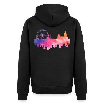 Munich Germany City Skyline Splash Colorful - Unisex Premium Organic Zip Hoodie - black - Back - Nico (187cm)