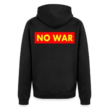 No war - Unisex Premium Organic Zip Hoodie - black - Back - Nico (187cm)