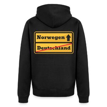 Norwegen Reisen Urlaub Geburtstag Weihnachten - Unisex Premium Bio Zip Hoodie - Schwarz - Hinten - Nico (187cm)