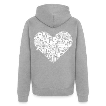 Fire Brigade Heart Firefighter 112 - Unisex Premium Organic Zip Hoodie - heather grey - Back - Nico (187cm)