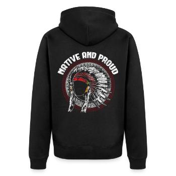 Indianer Nordamerika Hollywood Geschenk - Unisex Premium Bio Zip Hoodie - Schwarz - Hinten - Nico (187cm)