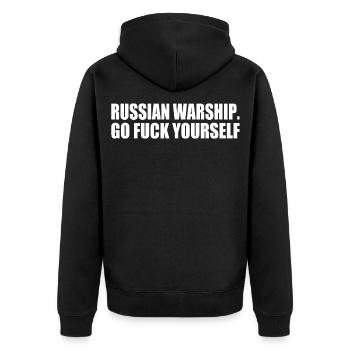 russian warship go f yourself - Unisex Premium Organic Zip Hoodie - black - Back - Nico (187cm)