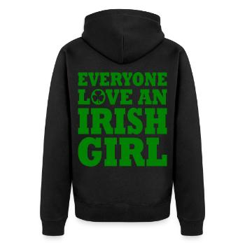 Everyone loves an irish girl - Unisex Premium Bio Zip Hoodie - Schwarz - Hinten - Nico (187cm)
