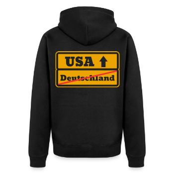 USA Amerika Reisen Urlaub Geburtstag Weihnachten - Unisex Premium Bio Zip Hoodie - Schwarz - Hinten - Nico (187cm)