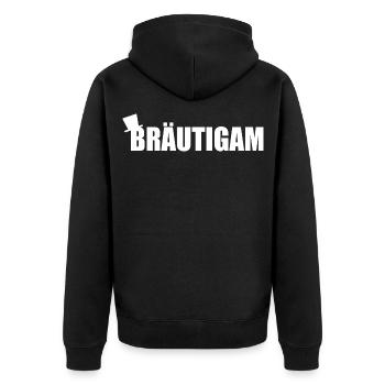 Bräutigam - Unisex Premium Bio Zip Hoodie - Schwarz - Hinten - Nico (187cm)