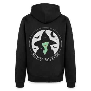 Sexy Witch - Unisex Premium Organic Zip Hoodie - black - Back - Nico (187cm)