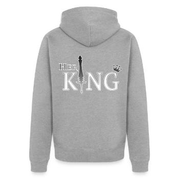 Her King His Queen (part1) Partnerlook love Krone - Unisex Premium Bio Zip Hoodie - Grau meliert - Hinten - Nico (187cm)