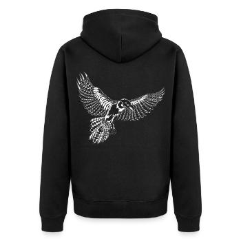 Maori Tattoo Vogel Rabe Krähe Ornithologe - Unisex Premium Bio Zip Hoodie - Schwarz - Hinten - Nico (187cm)