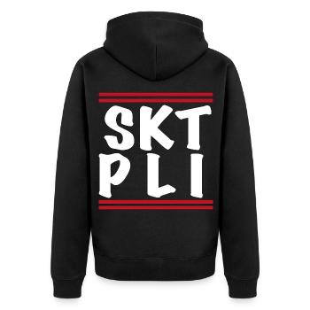 Pauli Paulianer Sankt Pauli Hamburg St. Pauli - Unisex Premium Bio Zip Hoodie - Schwarz - Hinten - Nico (187cm)
