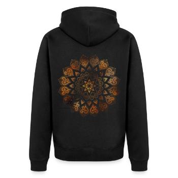 Mandala - Unisex Premium Bio Zip Hoodie - Schwarz - Hinten - Nico (187cm)