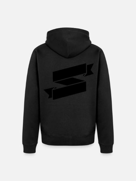 Black Ribbon Banner - Unisex Premium Organic Zip Hoodie - black