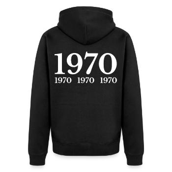1970 - Unisex Premium Organic Zip Hoodie - black - Back - Nico (187cm)