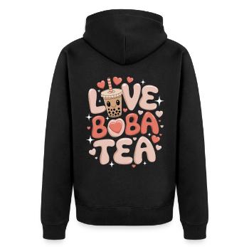 Liebe Boba-tee, Japanischer - Unisex Premium Bio Zip Hoodie - Schwarz - Hinten - Nico (187cm)