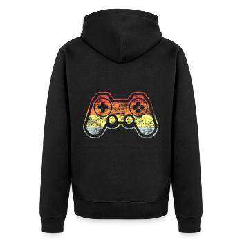 Vintage Gaming Controller - Unisex Premium Bio Zip Hoodie - Schwarz - Hinten - Nico (187cm)