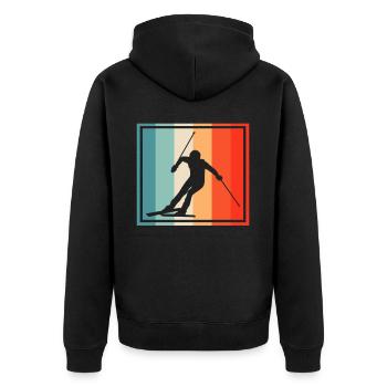 Ski Retro - Unisex Premium Bio Zip Hoodie - Schwarz - Hinten - Nico (187cm)