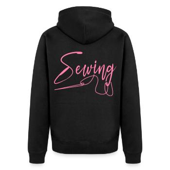 Nähen Näharbeit Näherin Schneidern Schneiderin - Unisex Premium Bio Zip Hoodie - Schwarz - Hinten - Nico (187cm)