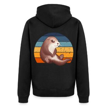 Douce Loutre Rétro - Veste à capuche bio Premium Unisexe - noir - Dos - Nico (187cm)