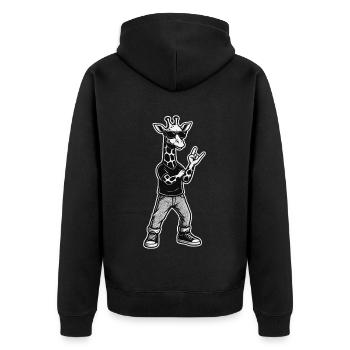 Coole Giraffe Style - Unisex Premium Bio Zip Hoodie - Schwarz - Hinten - Nico (187cm)