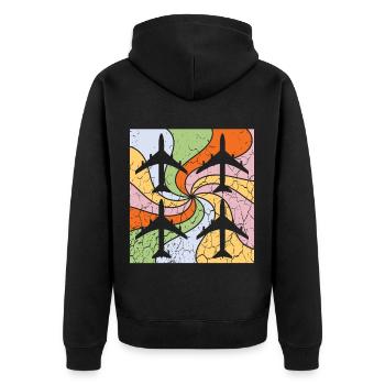 Motif d’avion Mandala - Veste à capuche bio Premium Unisexe - noir - Dos - Nico (187cm)