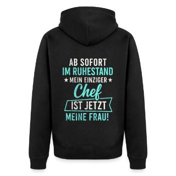 Retraite – ma patronne est maintenant ma femme - Veste à capuche bio Premium Unisexe - noir - Dos - Nico (187cm)