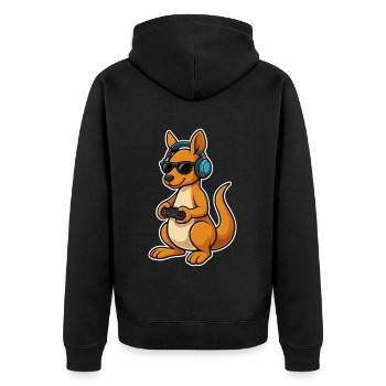 Gaming kangaroo with style - Unisex Premium Organic Zip Hoodie - black - Back - Nico (187cm)