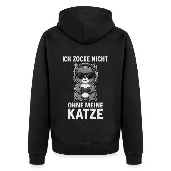 Je ne joue pas sans mon chat - Veste à capuche bio Premium Unisexe - noir - Dos - Nico (187cm)