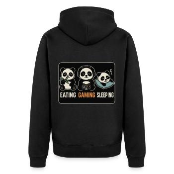 Eating Gaming Sleeping – Funny Panda Gamer Desi - Unisex Premium Organic Zip Hoodie - black - Back - Nico (187cm)