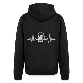 Chope de bière Heartbeat - Veste à capuche bio Premium Unisexe - noir - Dos - Nico (187cm)