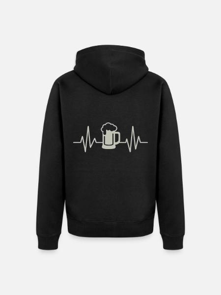 Herzschlag Bierkrug - Unisex Premium Bio Zip Hoodie - Schwarz
