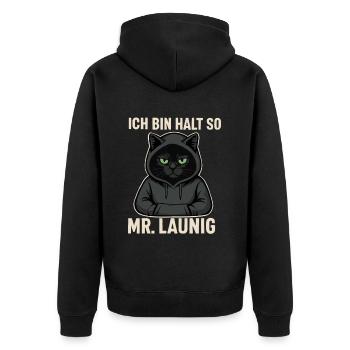 M. Whimsy – C’est comme ça que je suis ! Miesepeter-Katzen-De - Veste à capuche bio Premium Unisexe - noir - Dos - Nico (187cm)