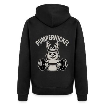 Pumpernickel - Unisex Premium Bio Zip Hoodie - Schwarz - Hinten - Nico (187cm)