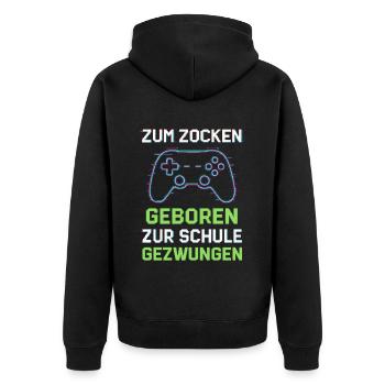 Born to gamble - Unisex Premium Organic Zip Hoodie - black - Back - Nico (187cm)