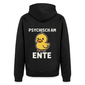 Psychically on the duck - Unisex Premium Organic Zip Hoodie - black - Back - Nico (187cm)