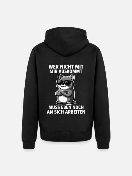 Cool Cat Saying - Unisex Premium Organic Zip Hoodie - black