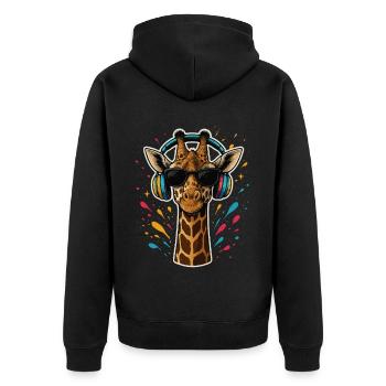 Coole Giraffe Musik - Unisex Premium Bio Zip Hoodie - Schwarz - Hinten - Nico (187cm)