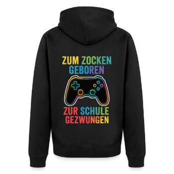 Gaming instead of school – rainbow controller - Unisex Premium Organic Zip Hoodie - black - Back - Nico (187cm)
