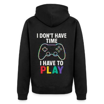 I Have To Play – Gamer Controller Design - Unisex Premium Organic Zip Hoodie - black - Back - Nico (187cm)