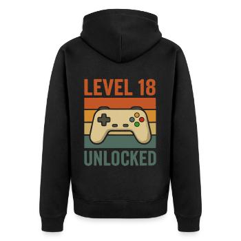 Gamer Geburtstag Retro Design - Unisex Premium Bio Zip Hoodie - Schwarz - Hinten - Nico (187cm)