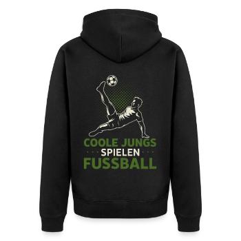Des garçons cool qui jouent au football - Veste à capuche bio Premium Unisexe - noir - Dos - Nico (187cm)