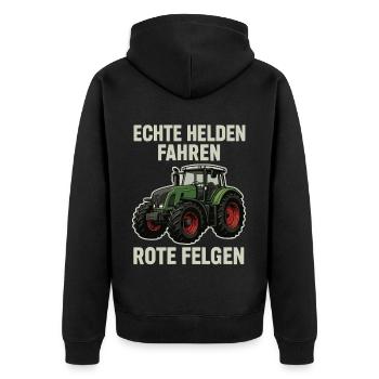 De vrais héros au volant de tracteurs - Veste à capuche bio Premium Unisexe - noir - Dos - Nico (187cm)