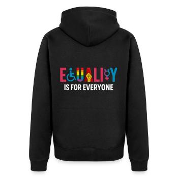 Equality für alle – Inklusives Pride Design - Unisex Premium Bio Zip Hoodie - Schwarz - Hinten - Nico (187cm)