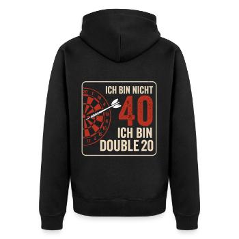 I'm not 40 – I'm Double 20 - Unisex Premium Organic Zip Hoodie - black - Back - Nico (187cm)