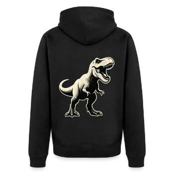 Roaring Dinosaur Silhouette - Unisex Premium Bio Zip Hoodie - Schwarz - Hinten - Nico (187cm)