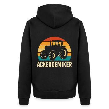 Tractor Retro Design - Unisex Premium Organic Zip Hoodie - black - Back - Nico (187cm)