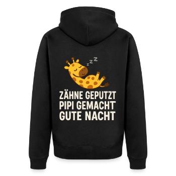 Teeth brushed, done, good night – giraffe - Unisex Premium Organic Zip Hoodie - black - Back - Nico (187cm)