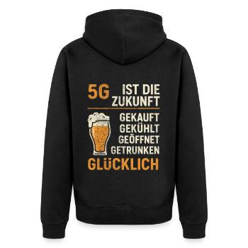 Dicton de la bière 5G - Veste à capuche bio Premium Unisexe - noir - Dos - Nico (187cm)