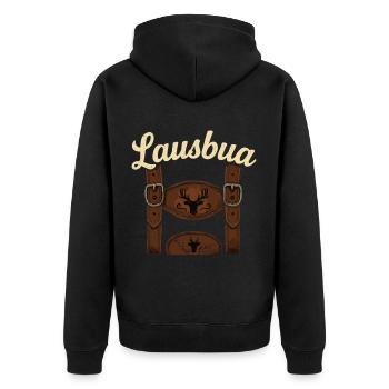 Lederhosen Design - Unisex Premium Bio Zip Hoodie - Schwarz - Hinten - Nico (187cm)